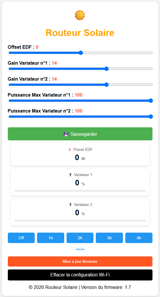 Interface Web Local du Triphasé Lite